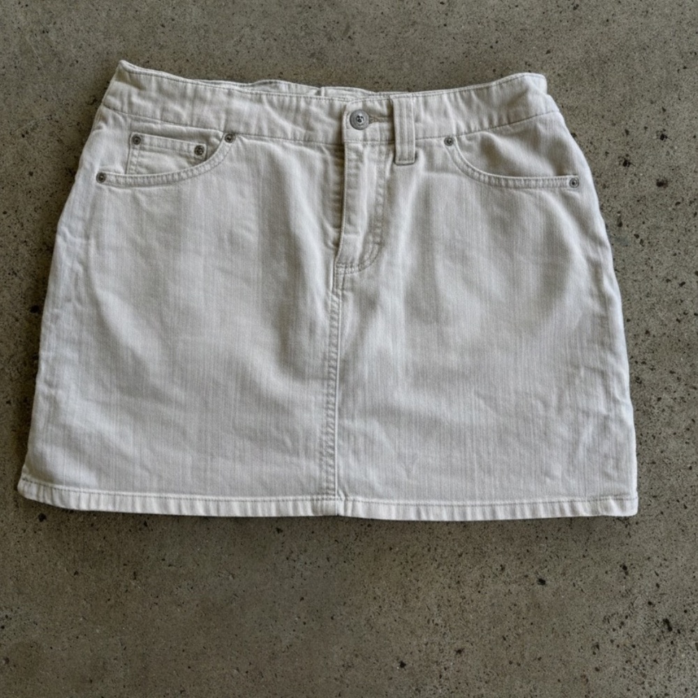 Gloria Vanderbilt Women's Beige Denim Mini Skirt Khaki Size 6